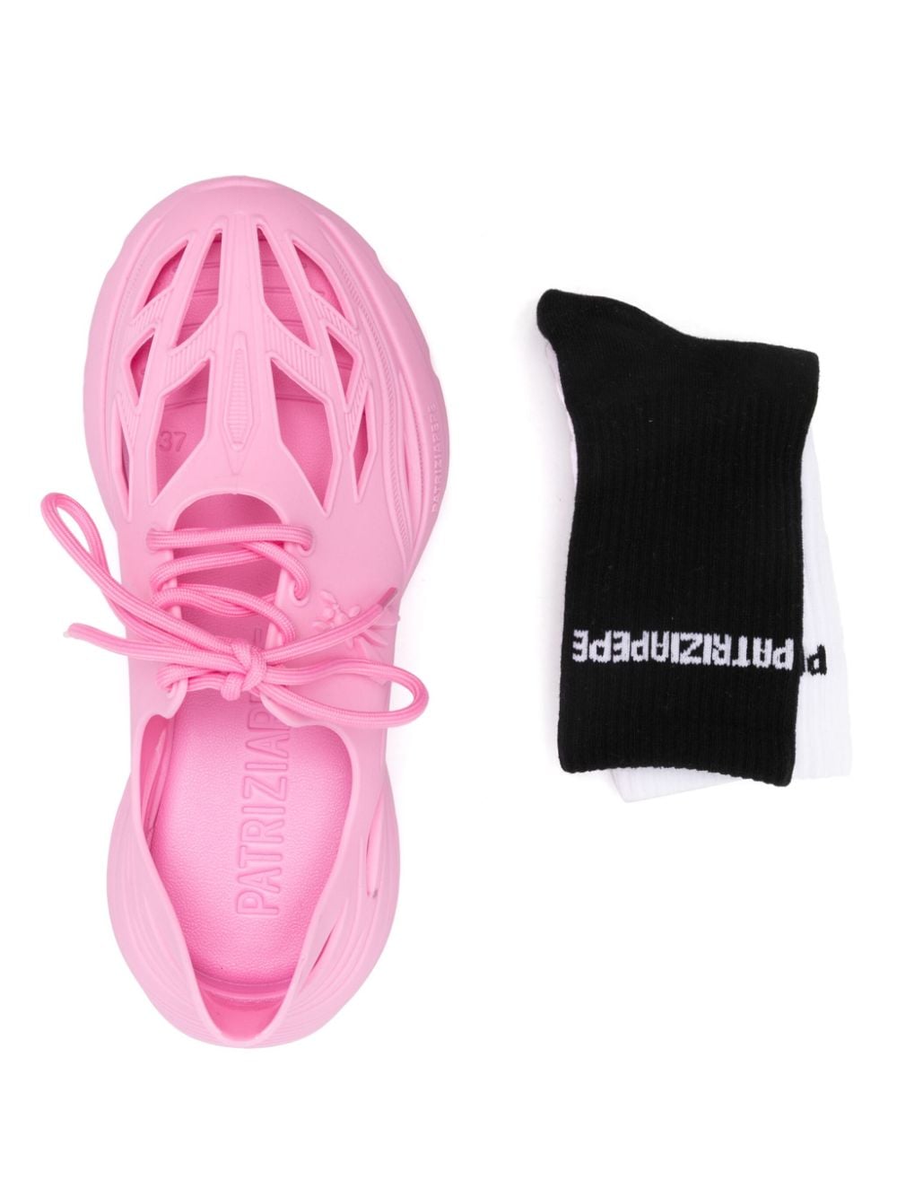 Shop Patrizia Pepe Gummy Pepe Sneakers And Socks (set Of Three) In Pink