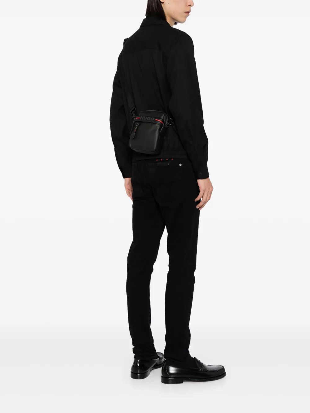 HUGO Crossbodytas met logopatch - Zwart