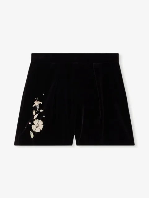 Bonpoint Habille Flash flower-embroidered velvet shorts