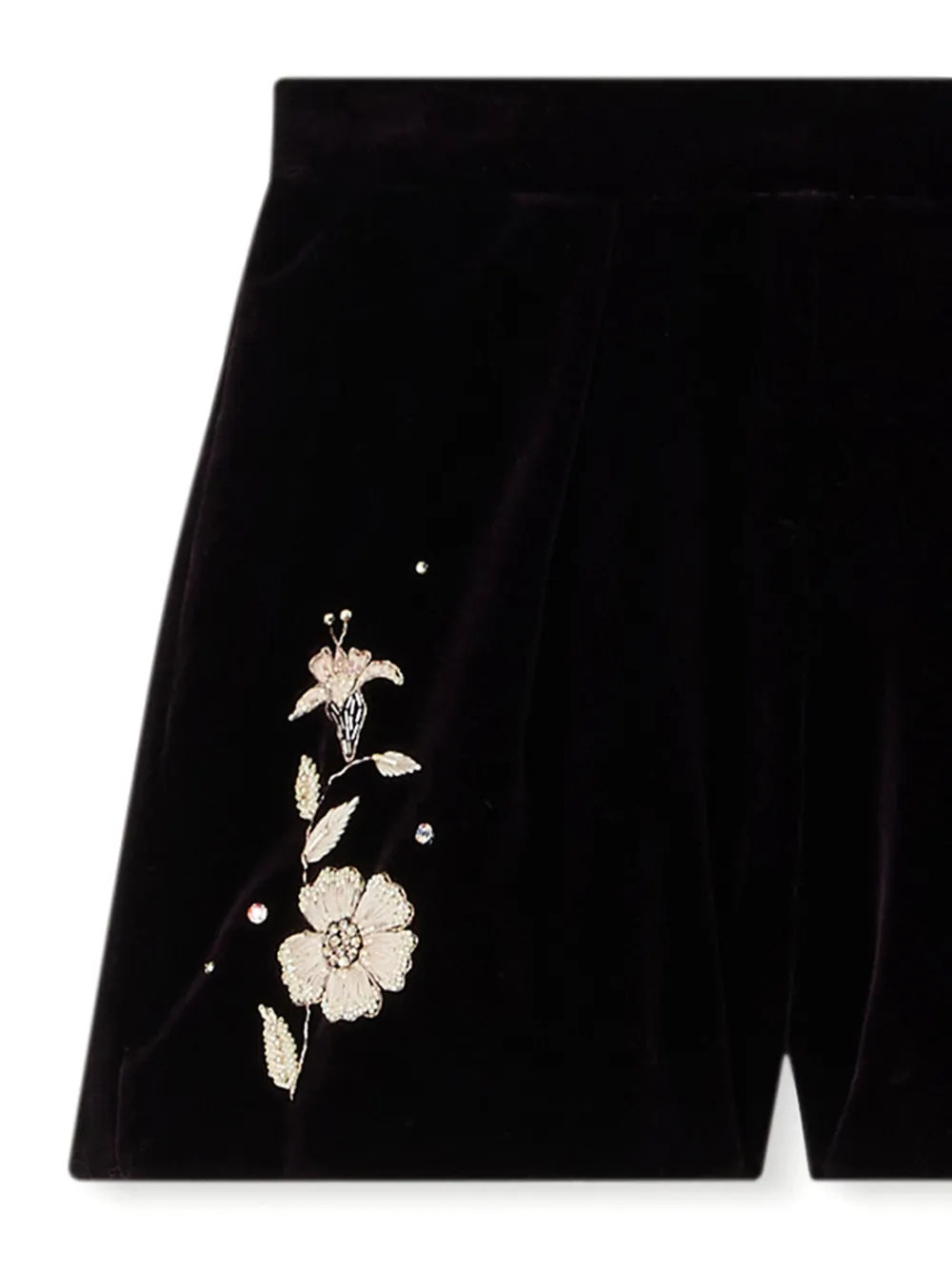 Bonpoint Habille Flash fluwelen shorts met geborduurde bloem Zwart