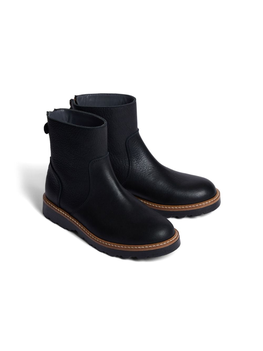 Bonpoint round-toe leather Boots Black