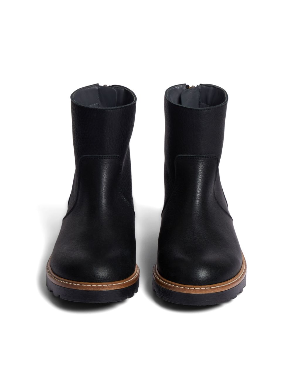 Bonpoint round-toe leather Boots Black