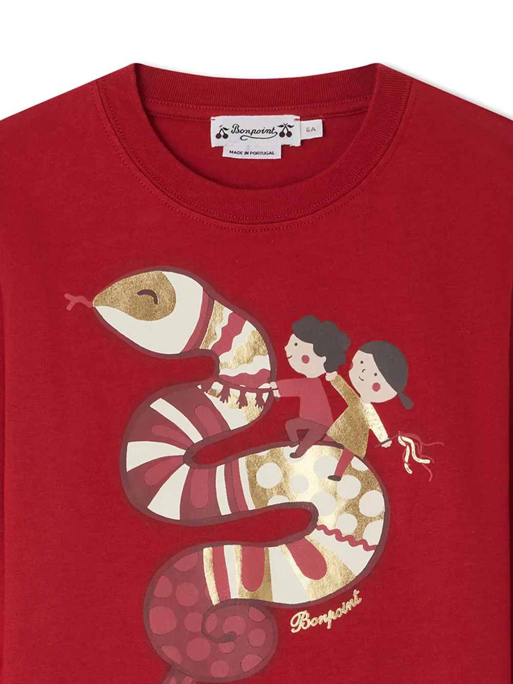 Bonpoint Tadda katoenen T-shirt met lange mouwen Rood