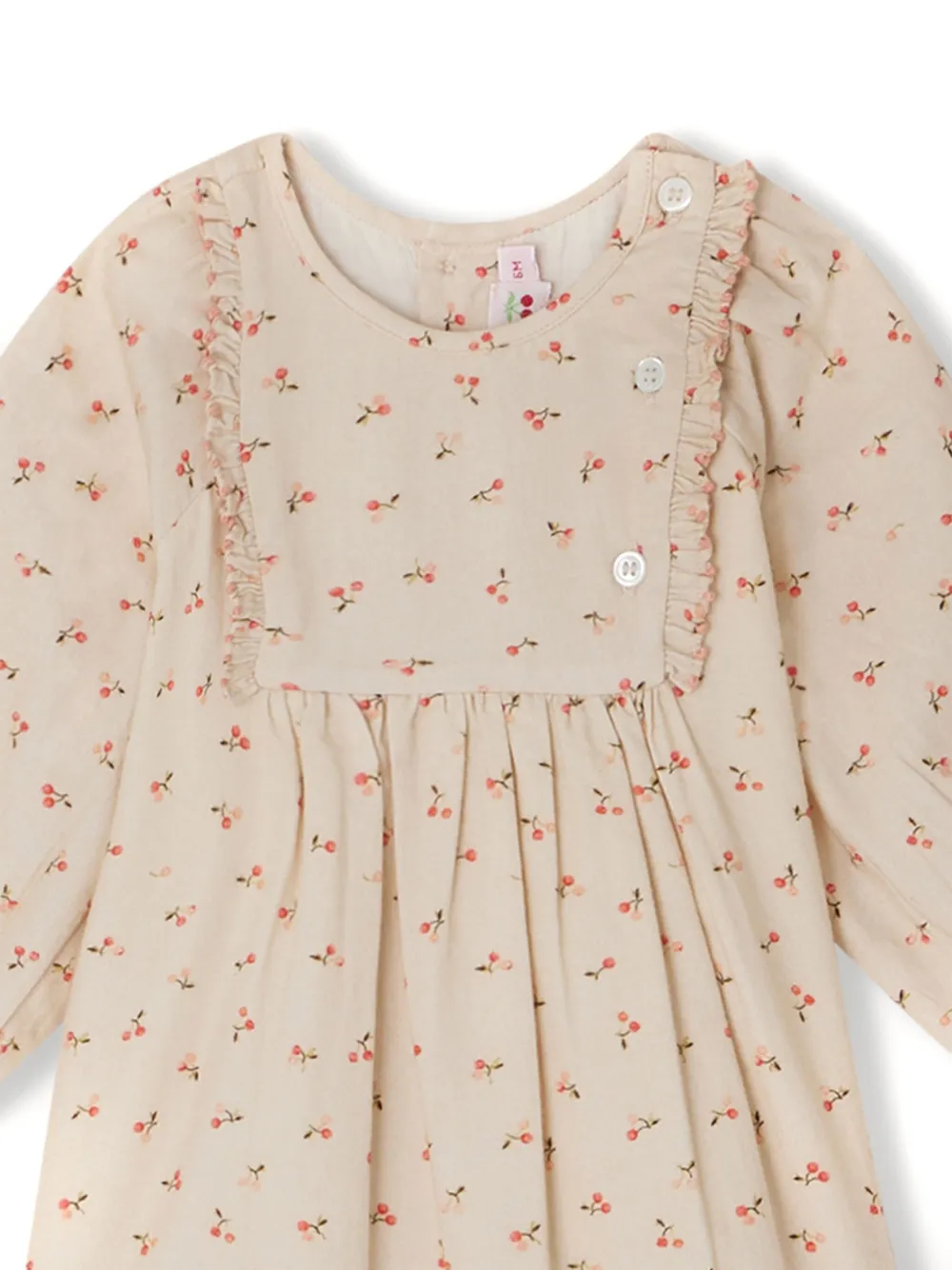 Bonpoint Jurk met kersenprint Beige