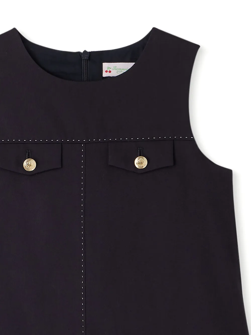 Bonpoint Mouwloze katoenen jurk Blauw