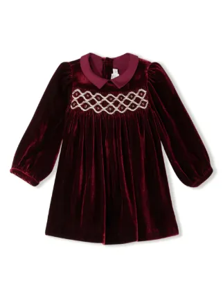 Bonpoint ベルベット ワンピース | レッド | FARFETCH JP