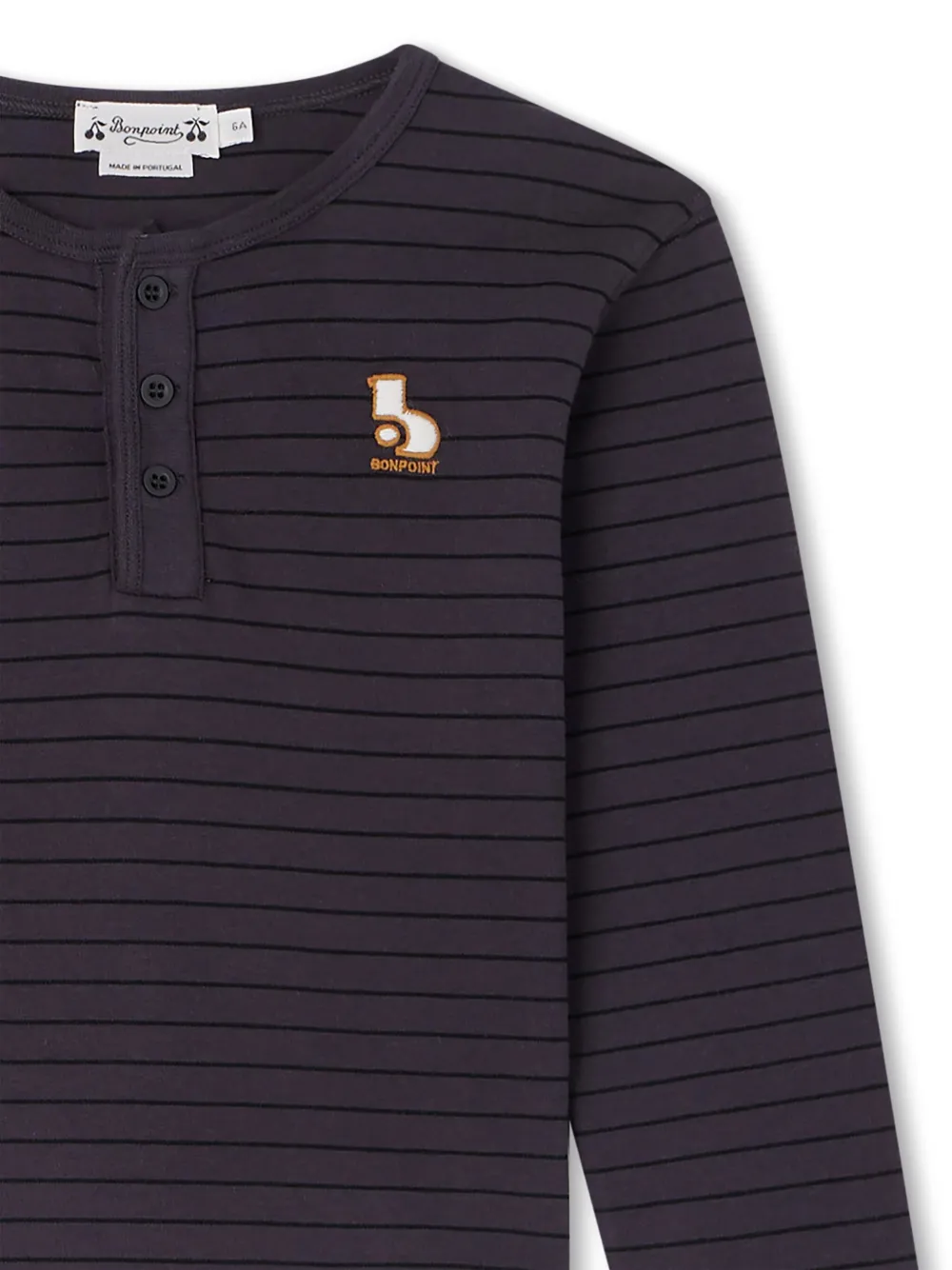Bonpoint Gaston Striped Long-sleeve T-shirt In Purple
