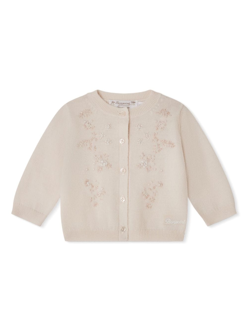 Bonpoint Babies' Claudie Floral-embroidered Cardigan In White