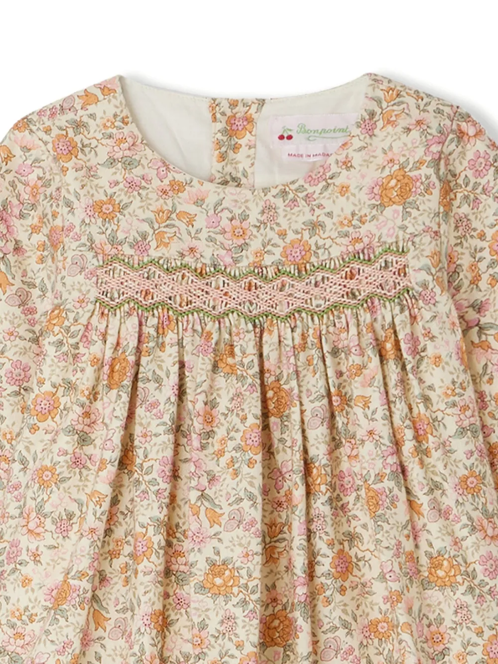 Bonpoint Jurk met bloemenprint Beige