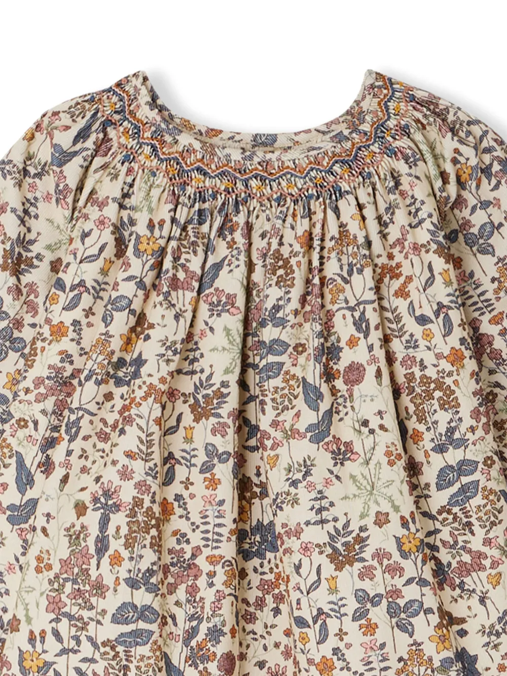 Bonpoint Katoenen jurk met bloemenprint Beige