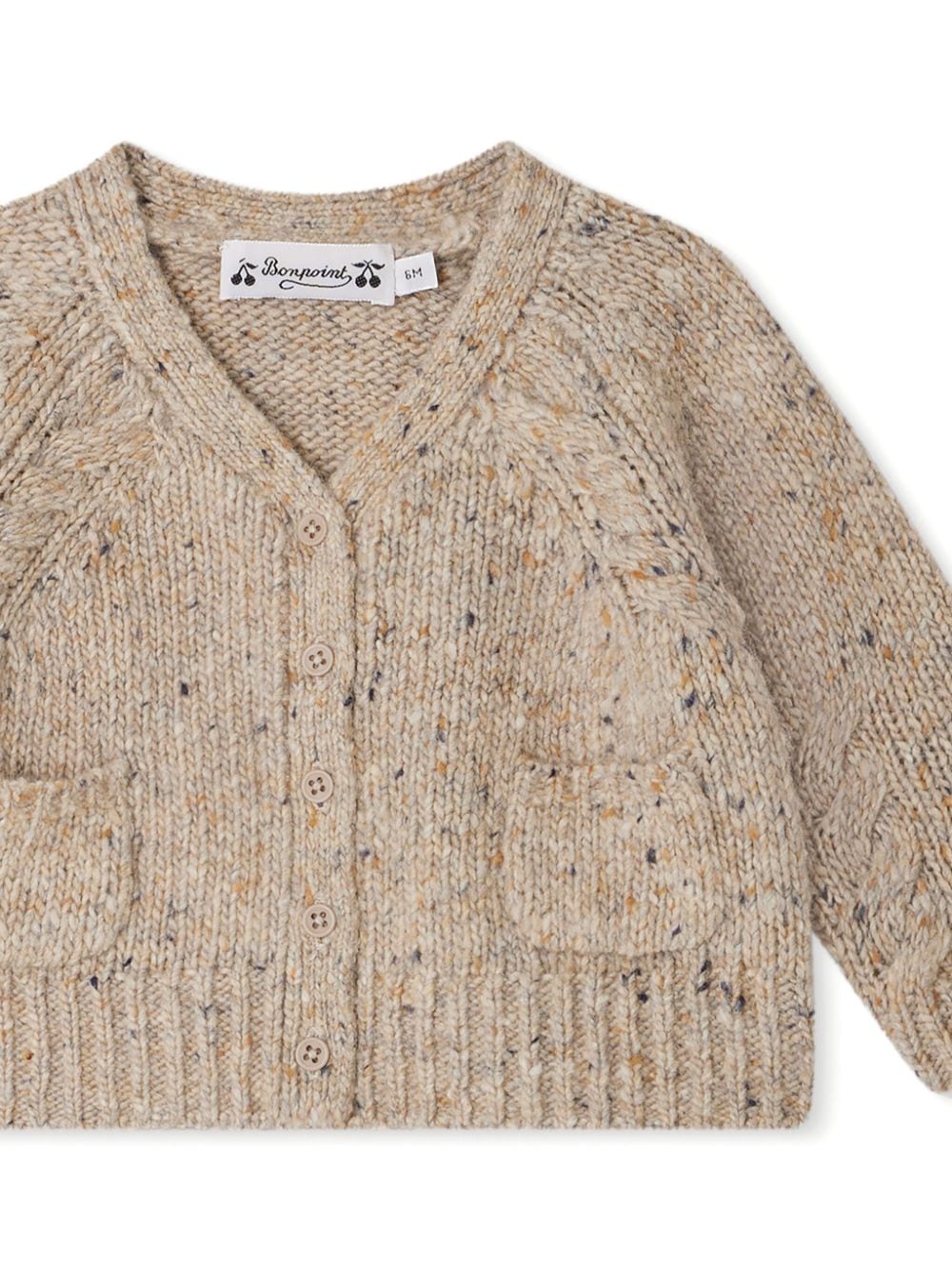 Shop Bonpoint Guy Cable-knit Cardigan In Neutrals