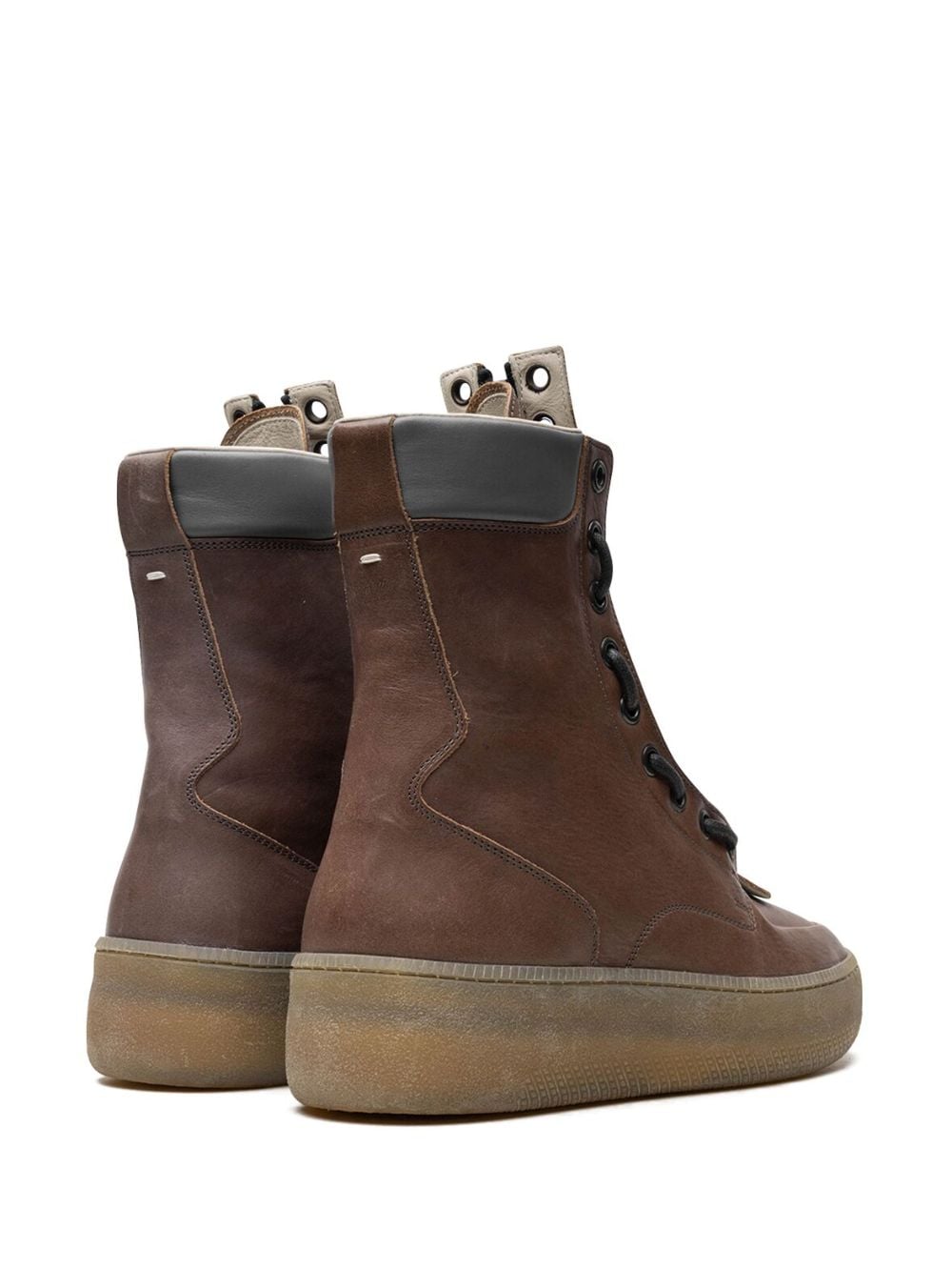 Shop Maison Margiela Zippered Leather Boots In Brown