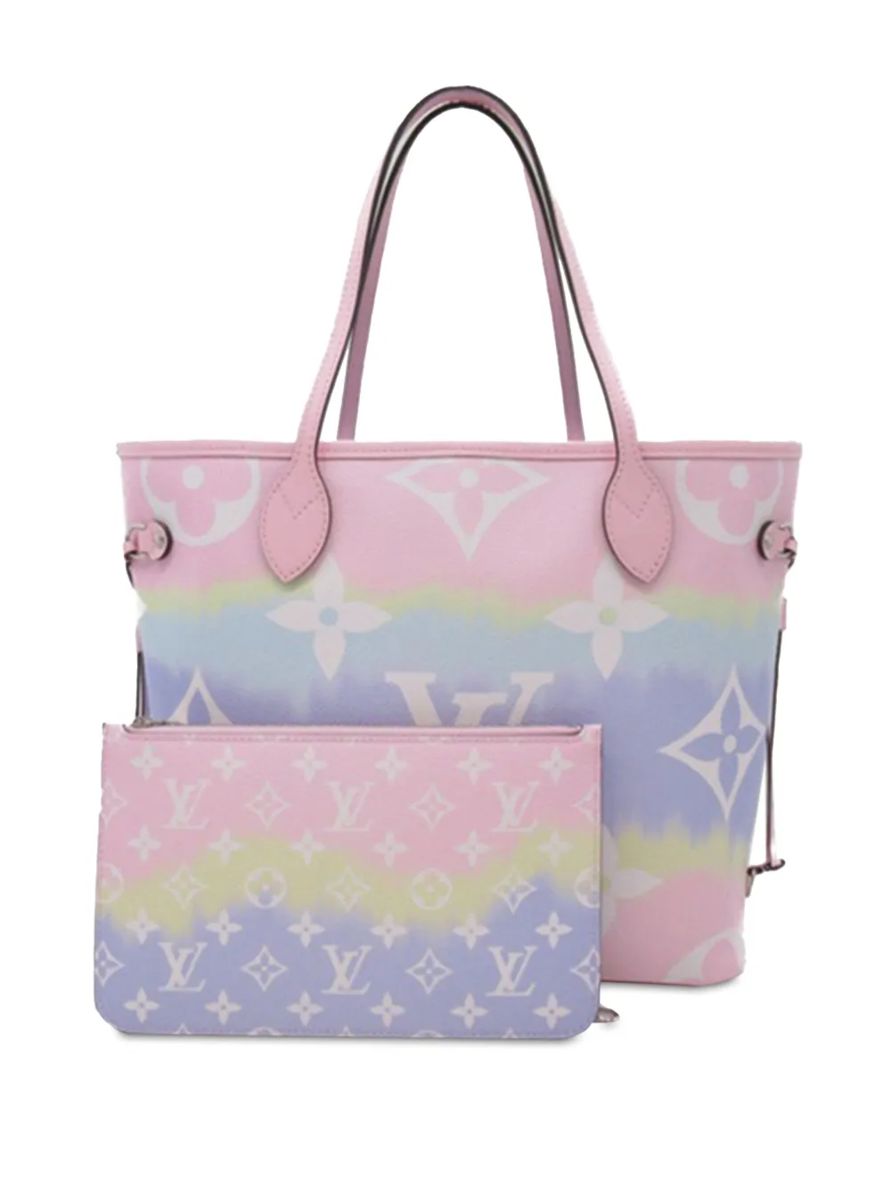 Pre-owned Louis Vuitton 2020 Monogram Giant Escale Pastel Neverfull Mm Tote Bag In Pink