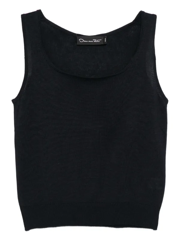 Oscar de la Renta Sleeveless Tank Top in Blue