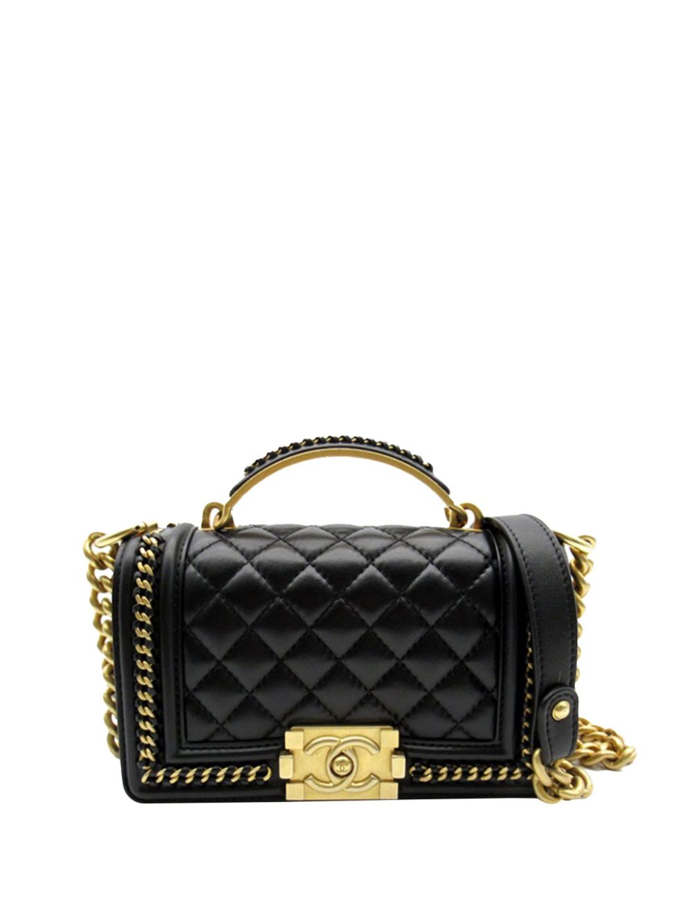 CHANEL 2021-2023 Small Lambskin Boy Top Handle satchel Women