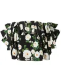 Carolina Herrera rose-print cotton top - Black