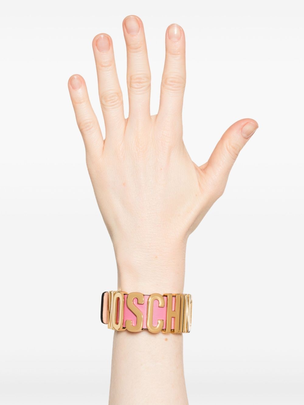 Shop Moschino Logo-lettering Bracelet In 粉色