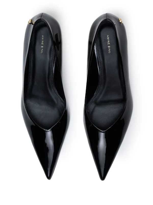 【関税込み】ANINE BING ブラック Hilda ヒールサンダル ANINE BING Hilda Pumps - Dark Red Patent
