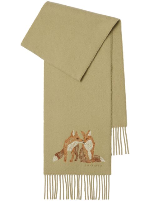 Burberry fox embroidery cashmere scarf Women