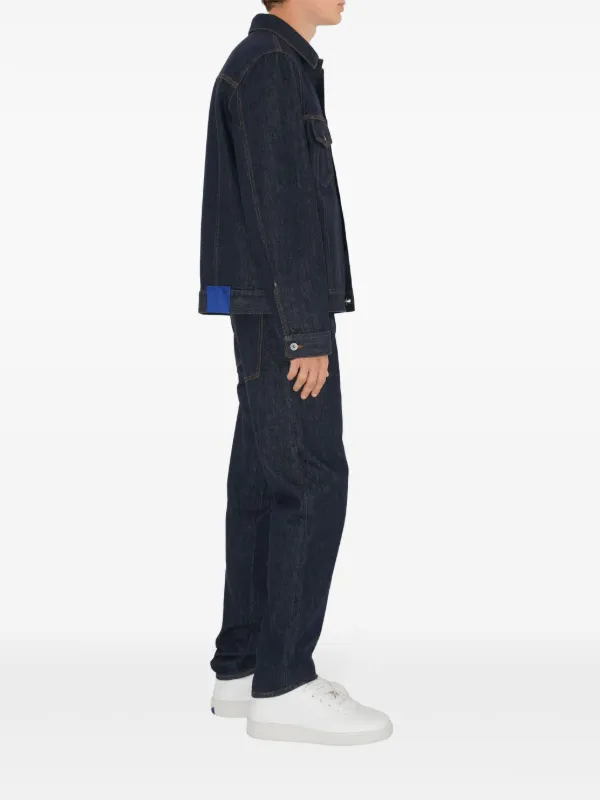 【BURBERRY BLUELABEL】フェイクファーデニムジャケット　L相当 バーバリーブルーレーベル フェイクファー毛皮Gジャン