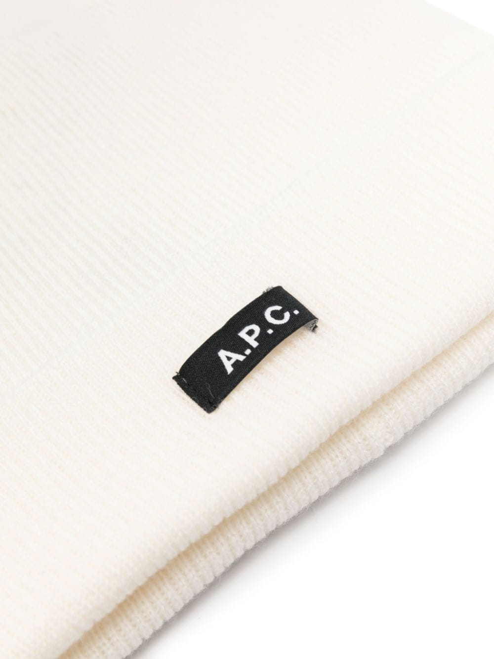 Shop Apc Logo-tag Wool Beanies In Neutrals