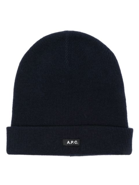 A.P.C. logo-tag wool beanies Women