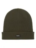 A.P.C. logo-tag wool beanies - Green