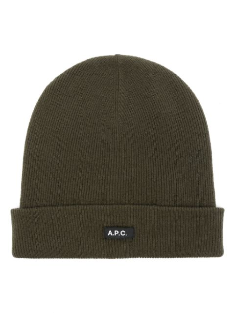 A.P.C. logo-tag wool beanies Women