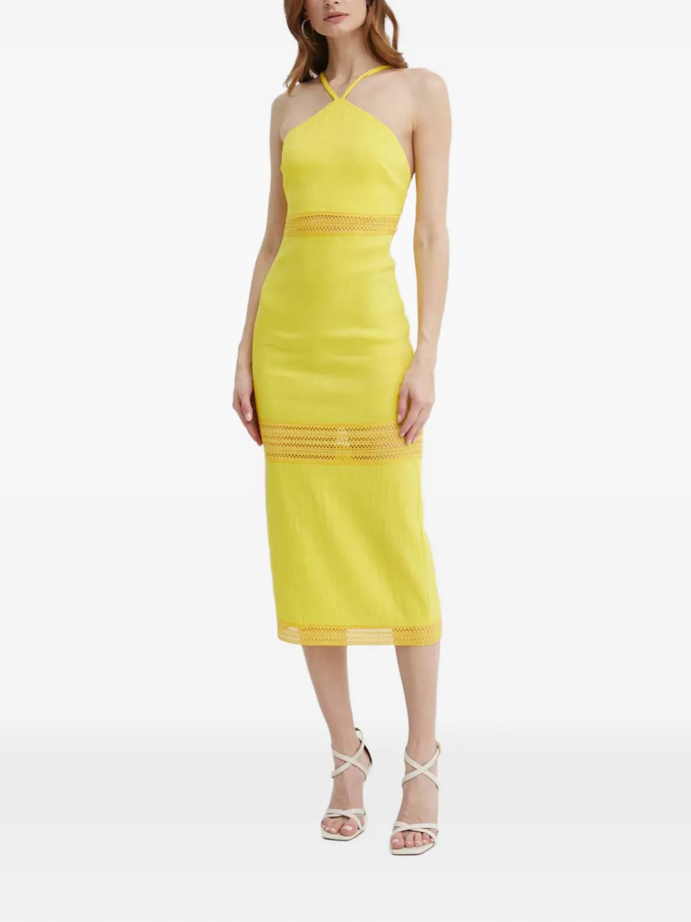 Patrizia Pepe crochet-panel midi dress - Giallo