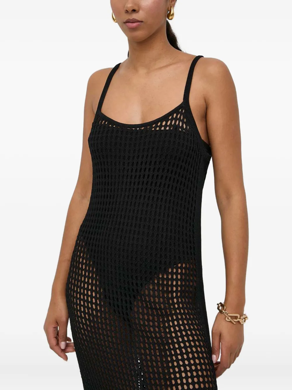 Patrizia Pepe Opengebreide maxi-jurk met split - Zwart