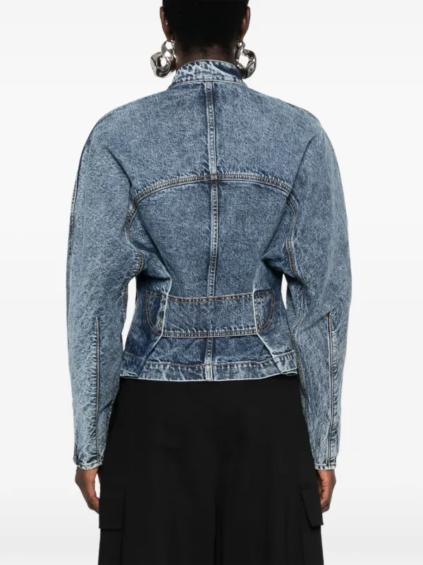 Alaïa strap-detail Denim Jacket | Blue | FARFETCH CA