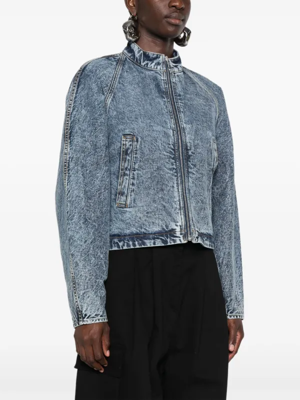 Alaïa strap-detail Denim Jacket | Blue | FARFETCH CA