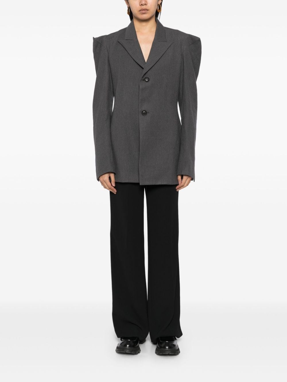 Yohji Yamamoto flannel single breasted blazer - Grijs