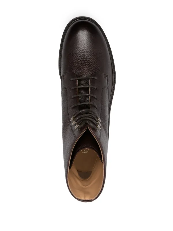 Brunello Cucinelli round-toe Leather Ankle Boots | Brown