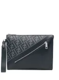 FENDI Diagonal leather clutch bag - Blue