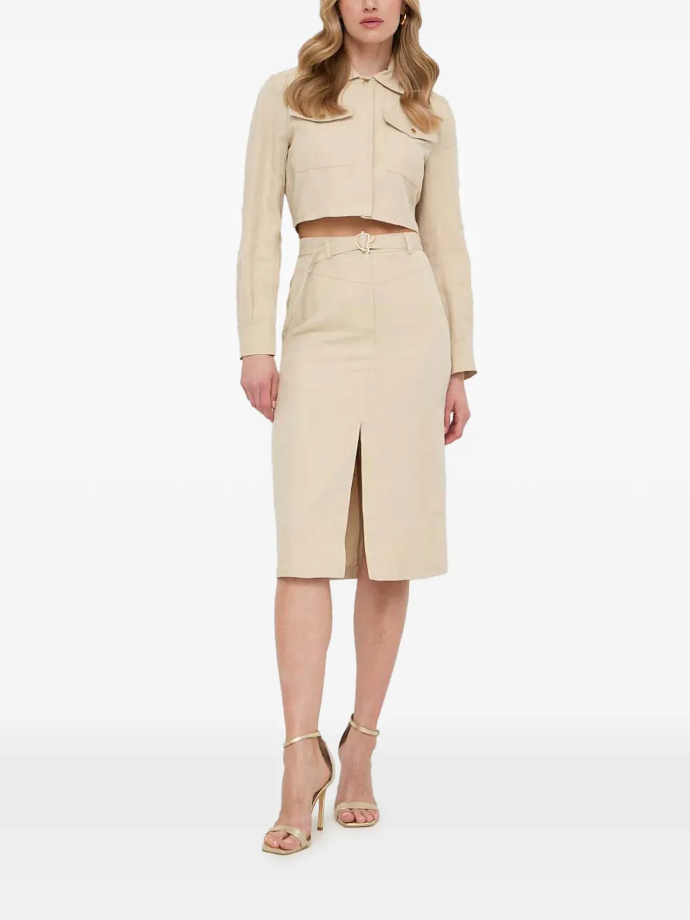Patrizia Pepe pocket belted mini dress - Beige