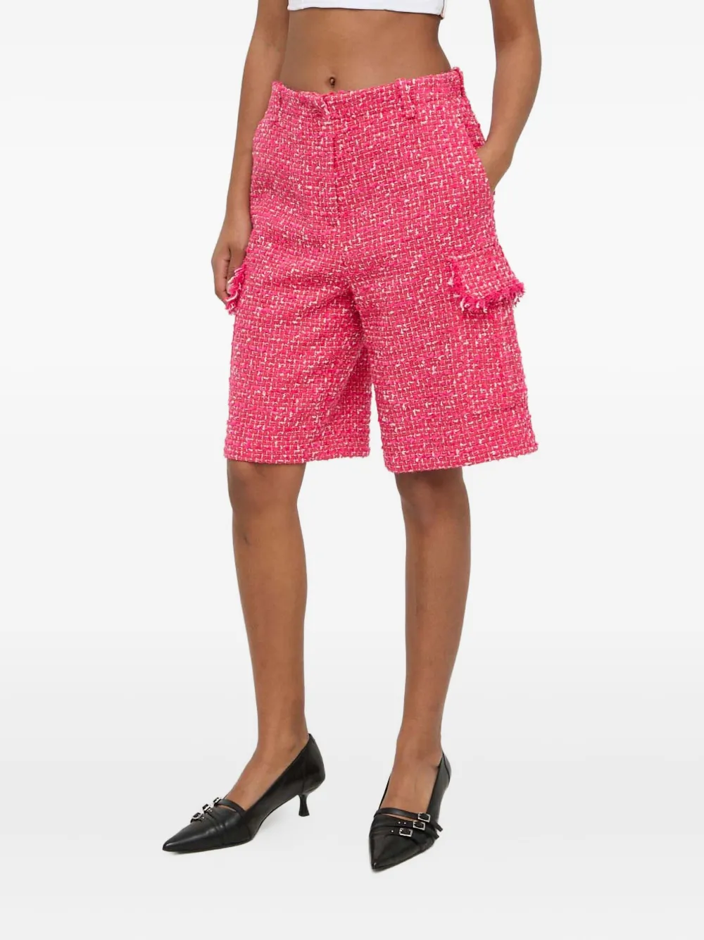 Patrizia Pepe frayed tweed shorts - ピンク Patrizia Pepe frayed tweed shorts - ピンク