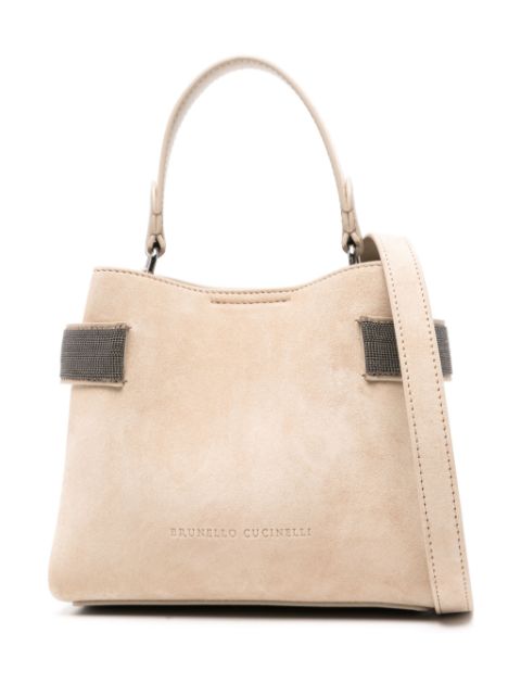 Brunello Cucinelli Monili-chain suede cross body bag Women