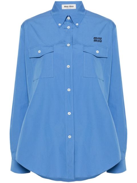 Miu Miu logo-embroidered cotton shirt Women