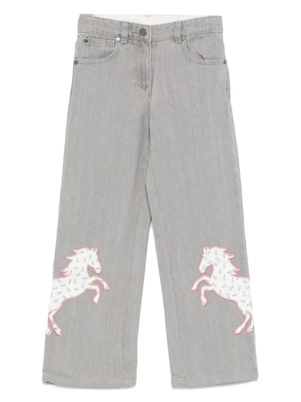★Stella McCartney★Boys コットンショーツセット/Grey Stella McCartney Kids horse-appliqué Jeans | Grey | FARFETCH