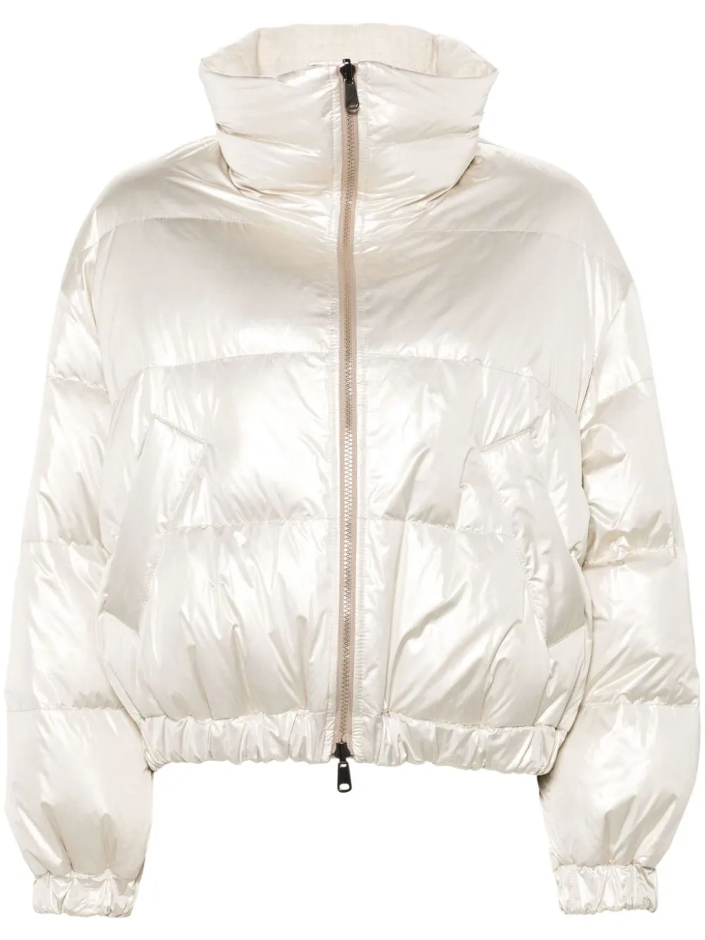 Brunello Cucinelli Cropped Tech Down Jacket In White