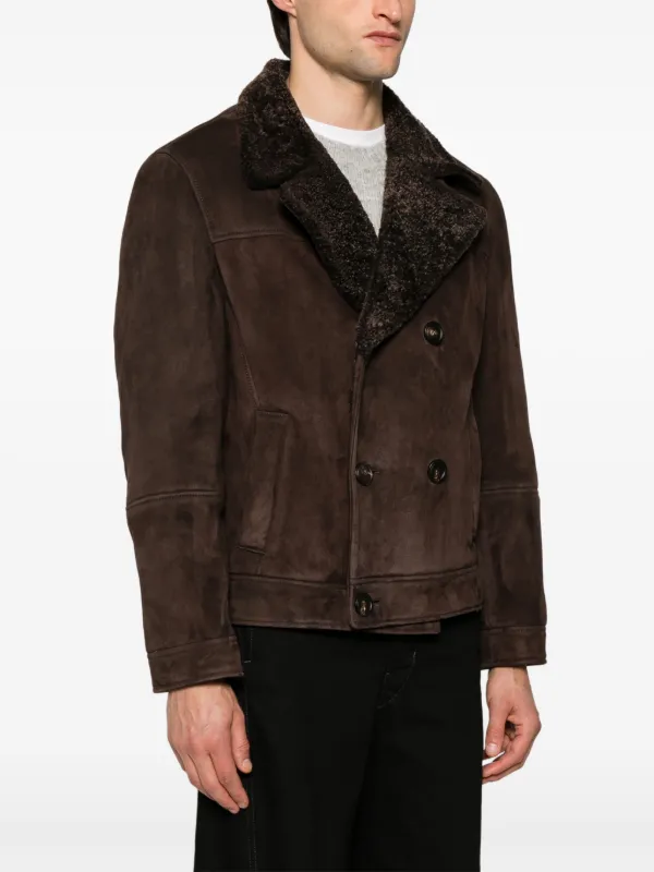 Brunello Cucinelli double-breasted Shearling Jacket | Brown