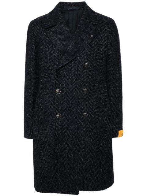 Tagliatore herringbone-pattern double-breasted coat Men