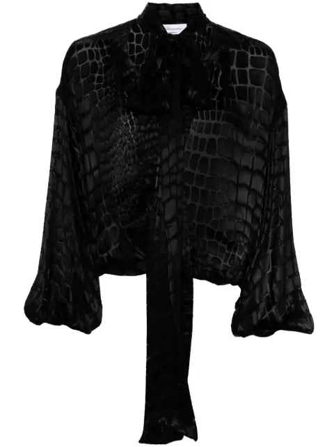 Blumarine devoré criss-cross blouse