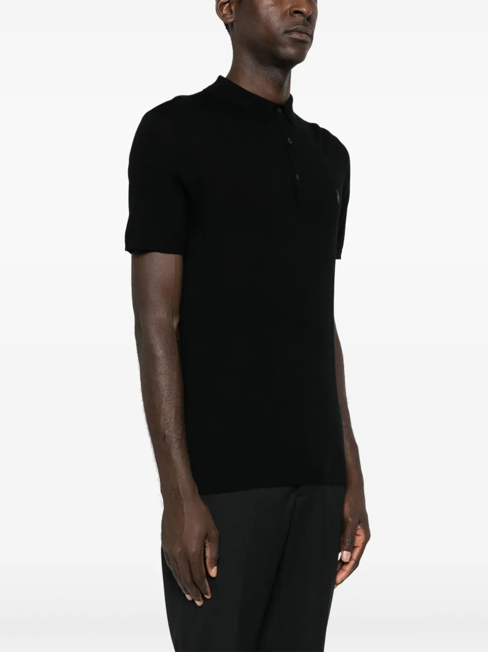 Allsaints Mode Merino Wool Polo Shirt In Black