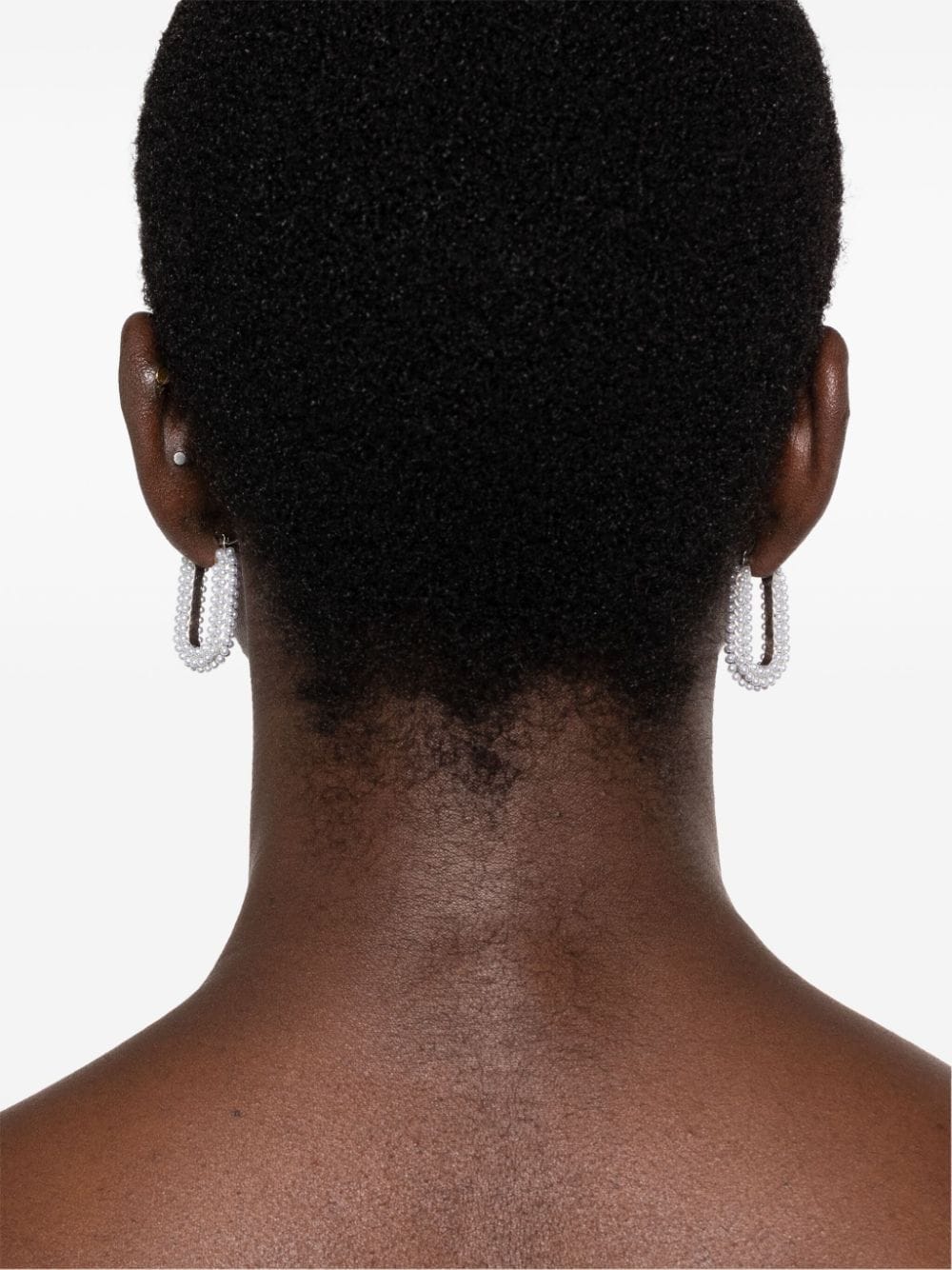 Shop Allsaints Faux-pearl Embellished Hoop Earrings In Silver