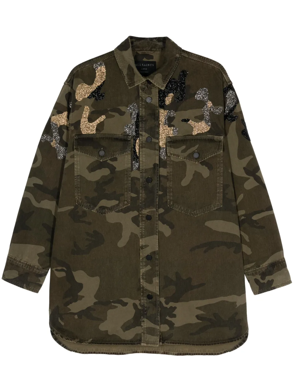 AllSaints Lily カモフラージュ シャツドレス - グリーン AllSaints Lily カモフラージュ シャツドレス - グリーン