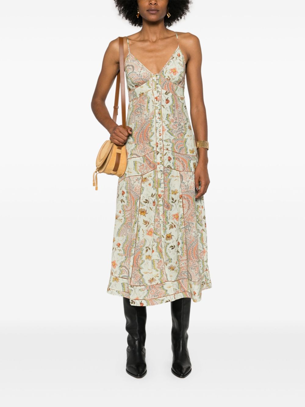 AllSaints Dahlia maxi-jurk met V-hals - Groen