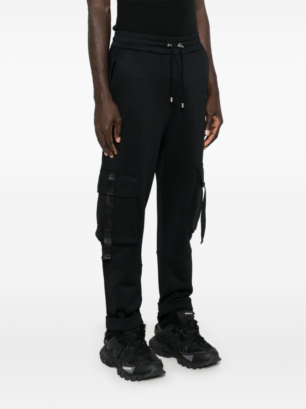 Shop Balmain Logo-lettering Cargo Pants In Black