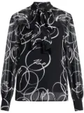 Karl Lagerfeld Circle-print bow blouse - Black
